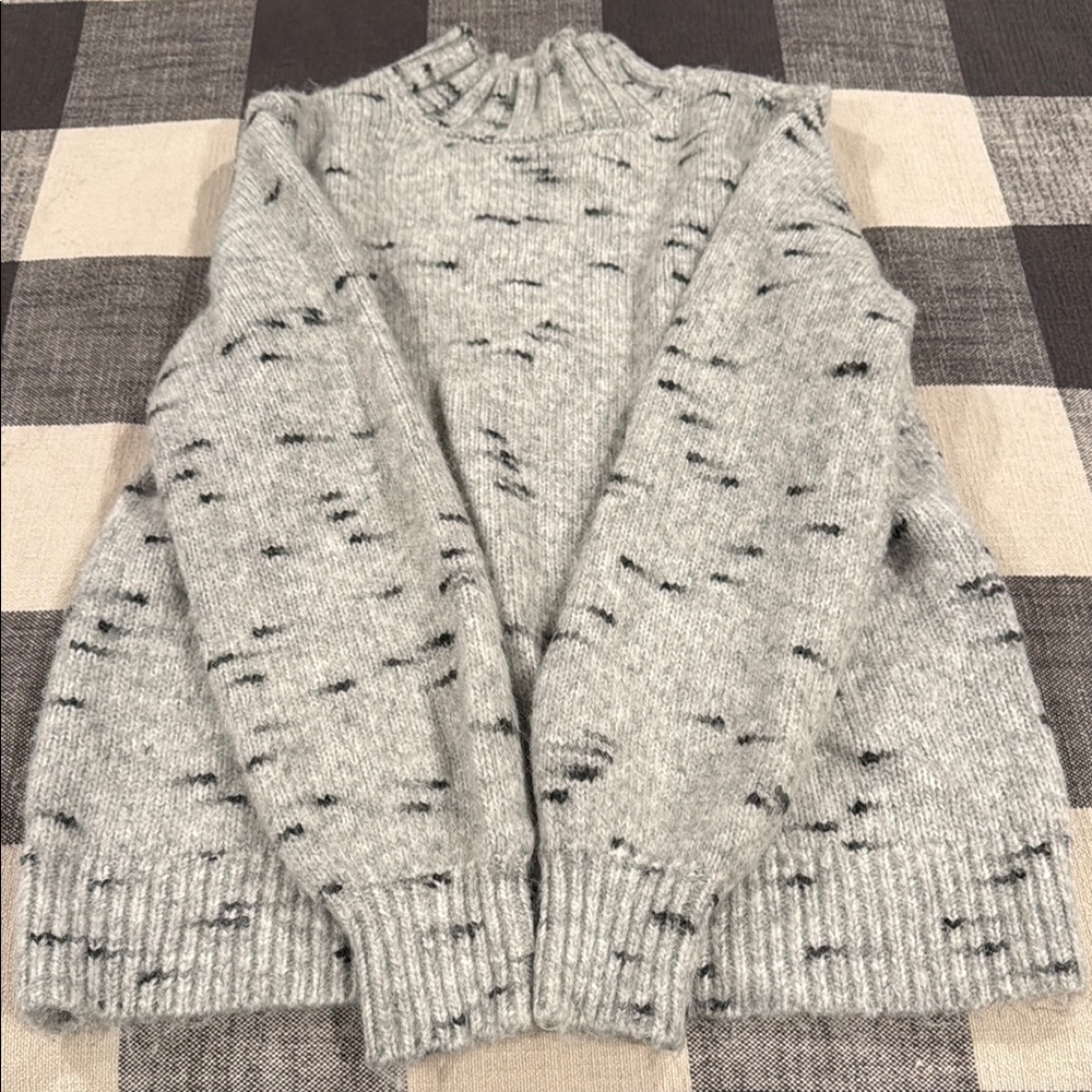 LOFT Gray and Black Cowl Neck Sweater